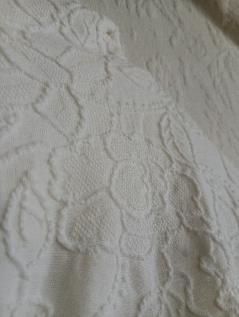 Laura Ashley White Rose Textured Zip Front Jacket Large Floral - Picture 8 of 9